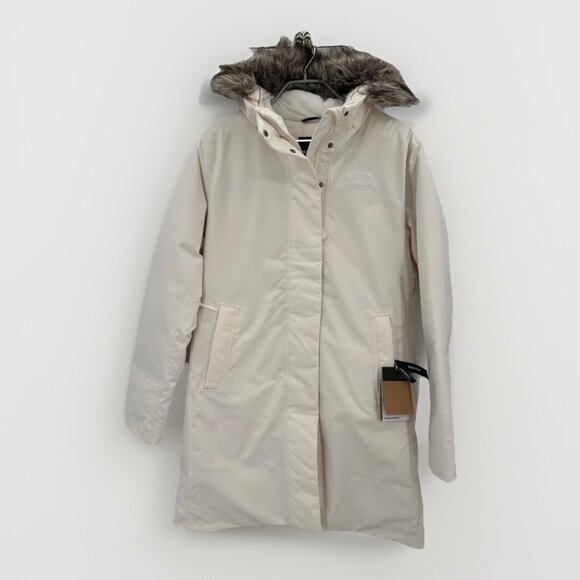 The North Face Arctic Down Parka size L Women's Gardenia Faux Fur Hood Full Zip - Picture 1 of 16